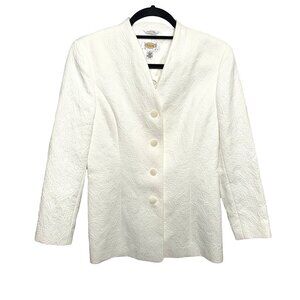 Talbots VTG Women's Ivory Textured Italian Cotton Pique Jacket Sz 4 NWT